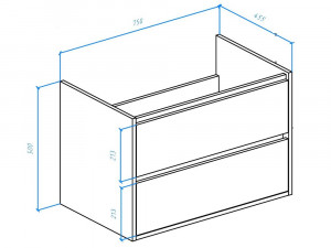 Тумба с раковиной Bellezza Лоренцо 80 подвесная с 2 ящ. дуб светлый