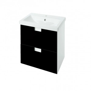 Тумба с раковиной Bellezza Пегас 50 подвесная 2 ящика черная
