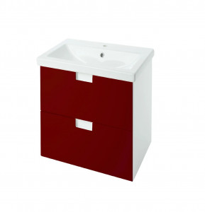 Тумба с раковиной Bellezza Пегас 50 подвесная 2 ящика красная