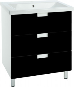 Тумба с раковиной Bellezza Пегас 70 напольная 3 ящика черная