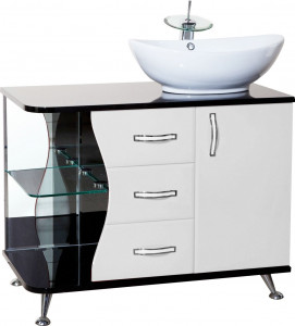 Тумба с раковиной Bellezza Рио 90 R черно-белая