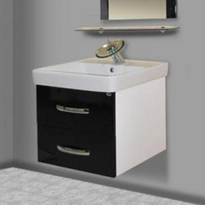 Тумба с раковиной Bellezza Рокко 50 подвесная черная 2 ящика