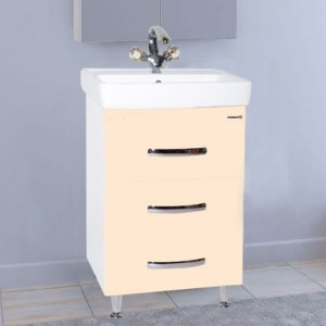 Тумба с раковиной Bellezza Рокко 60 бежевая напольная 3 ящика