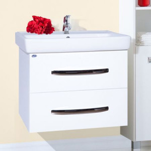 Тумба с раковиной Bellezza Рокко 60 подвесная белая 2 ящика