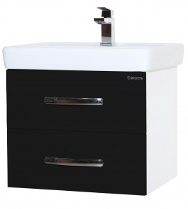 Тумба с раковиной Bellezza Рокко 60 подвесная с 2 ящ. черная Н