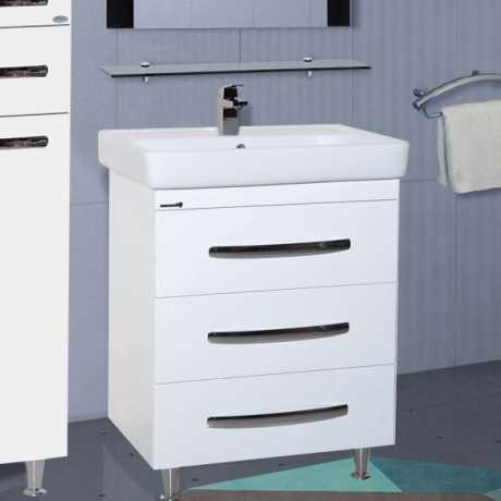 Тумба с раковиной Bellezza Рокко 50 белая напольная 3 ящика