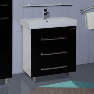 Тумба с раковиной Bellezza Рокко 80 черная напольная 3 ящика