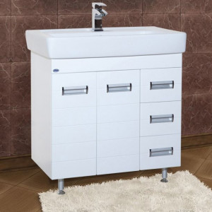 Тумба с раковиной Bellezza Сиена 80 белая с бельевой корзиной