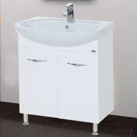 Тумба с раковиной Bellezza Стелла 65 прямая белая с бельевой корзиной