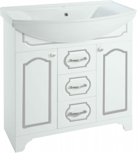 Тумба с раковиной Bellezza Тиффани 85 белая патина серебро