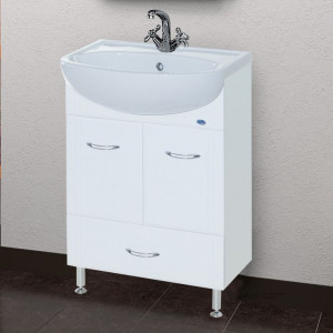 Тумба с раковиной Bellezza Уют 50 с нижним ящиком белая