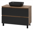 Тумба с раковиной Brevita Dakota 100 напольная дуб галифакс черный