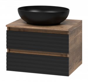 Тумба с раковиной Brevita Dakota 60 подвесная дуб галифакс олово/черный