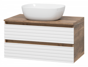 Тумба с раковиной Brevita Dakota 80 подвесная дуб галифакс олово/белый