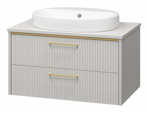 Тумба с раковиной Brevita Elche 80 подвесная серый кашемир/золото