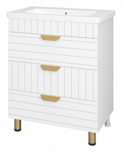 Тумба с раковиной Brevita Gloster 70 3 ящика напольная белый