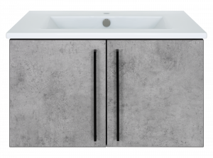 Тумба с раковиной Brevita Rock 75 подвесная светло серый бетон