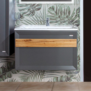 Тумба с раковиной Бриклаер Берлин 80 подвесная оникс серый