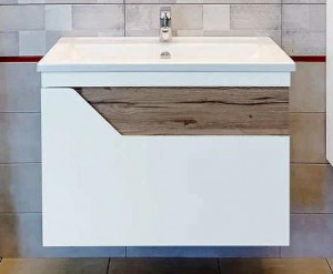 Тумба с раковиной Бриклаер Брайтон 80 подвесная белый матовый дуб кера