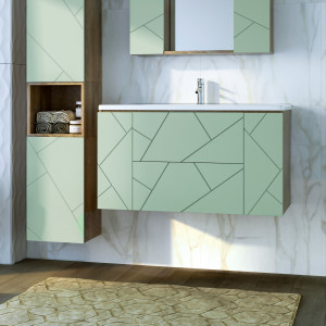 Тумба с раковиной Бриклаер Кристалл 100 фисташка/дуб гранж песочный