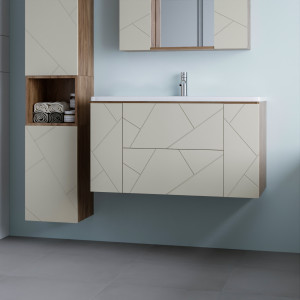 Тумба с раковиной Бриклаер Кристалл 100 латте/дуб крафт табачный