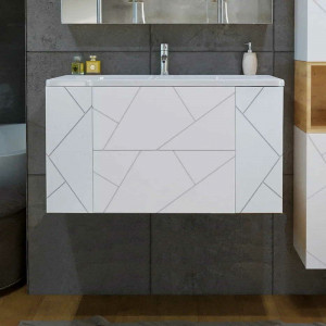 Тумба с раковиной Бриклаер Кристалл 100 подвесная белая