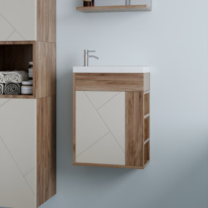 Тумба с раковиной Бриклаер Кристалл 40 латте/дуб крафт табачный