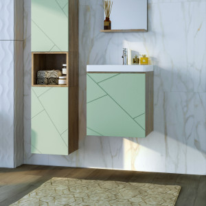 Тумба с раковиной Бриклаер Кристалл 50 фисташка/дуб гранж песочный