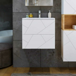 Тумба с раковиной Бриклаер Кристалл 60 подвесная белая