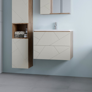 Тумба с раковиной Бриклаер Кристалл 70 латте/дуб крафт табачный