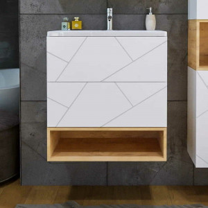 Тумба с раковиной Бриклаер Кристалл 70 подвесная белая