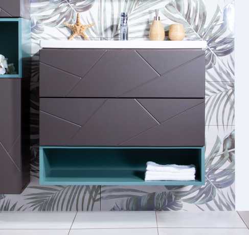 Тумба с раковиной Бриклаер Кристалл 80 с нишей