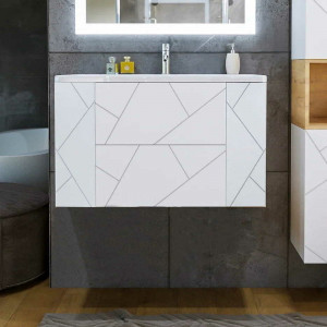 Тумба с раковиной Бриклаер Кристалл 90 подвесная белая