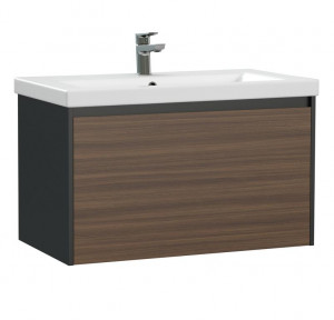 Тумба с раковиной Cersanit Grande 80 подвесная чёрный-орех (Como 80)