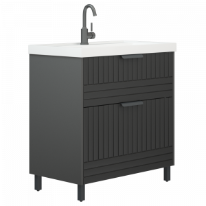 Тумба с раковиной Corozo Терра 80 Люкс матовый графит