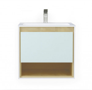 Тумба с раковиной Jorno Glass 65 подвесная дуб сонома белый