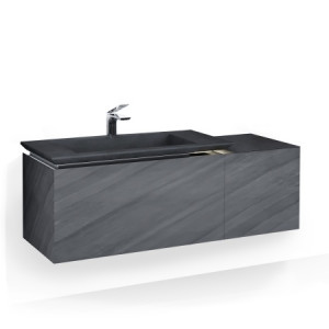 Тумба с раковиной Jorno Incline 140 подвесная с подсветкой бетон