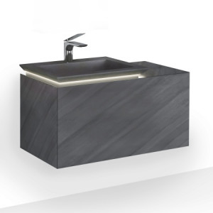 Тумба с раковиной Jorno Incline 90 подвесная с подсветкой бетон
