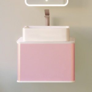 Тумба с раковиной Jorno Pastel 58 розовый иней