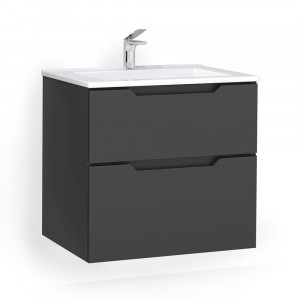 Тумба с раковиной Jorno Slide 65 подвесная антрацит