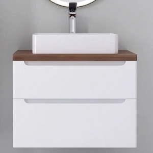 Тумба с раковиной Jorno Wood 80 белая, темная столешница