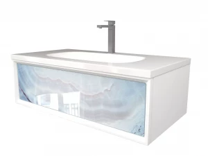 Тумба с раковиной Marka One Milacco 100 1 ящик Blue marble верх