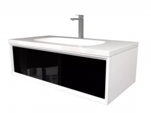 Тумба с раковиной Marka One Milacco 100 1 ящик Classic Black верх