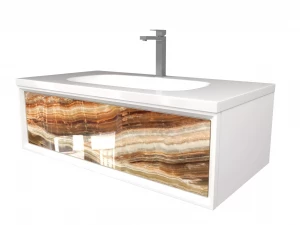 Тумба с раковиной Marka One Milacco 100 1 ящик Onyx верх