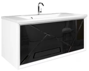 Тумба с раковиной Marka One Seattle 90 1 ящик Mosaic Classic Black