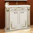 Тумба с раковиной Misty Барокко 100 белая, патина