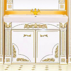 Тумба с раковиной Misty Барокко 120 прямая бежевая, патина