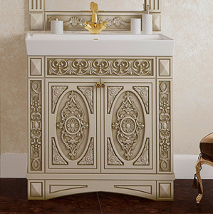 Тумба с раковиной Misty Беатрис 100 бежевая, патина