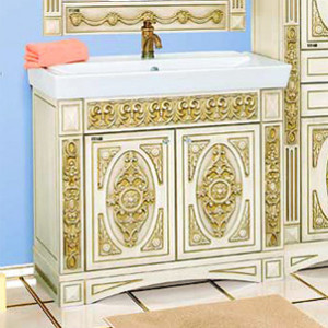 Тумба с раковиной Misty Беатрис 80 бежевая, патина