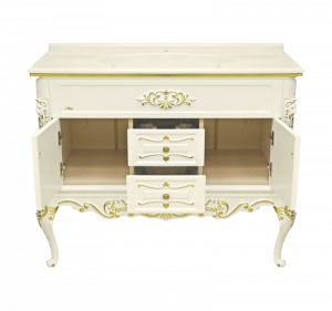 Тумба с раковиной Misty Bianco 100 с 2-мя ящиками бежевая сусальное золото